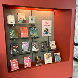 Photo of May Flowers book display at the Main Library